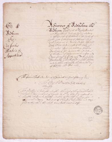 First page of the detailed survey of 1651 (TNA E 317 Yorks 49), reproduced by kind permission of The National Archives First page of the detailed survey of 1651 (TNA E 317 Yorks 49), reproduced by kind permission of The National Archives